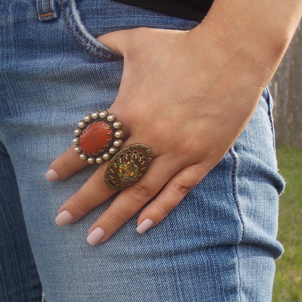 Ollipop Oval and Pearl Ring- NWOT